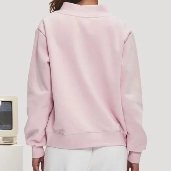 Parke Light Pink Mock Neck Sweatshirt with PARKE Lettering - Picture 5 of 7